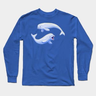 Gouache Beluga Whales Long Sleeve T-Shirt